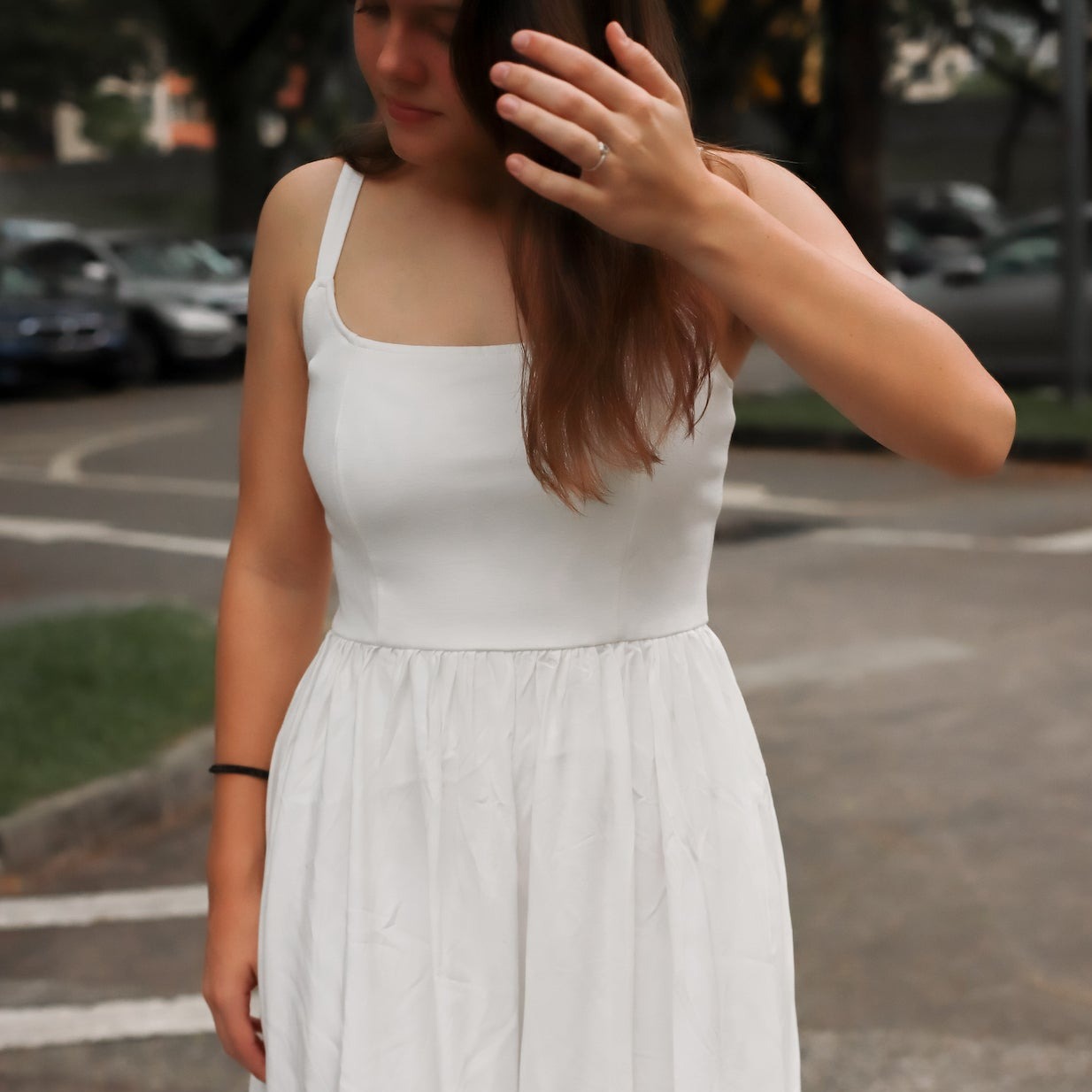 White frill cheap frock